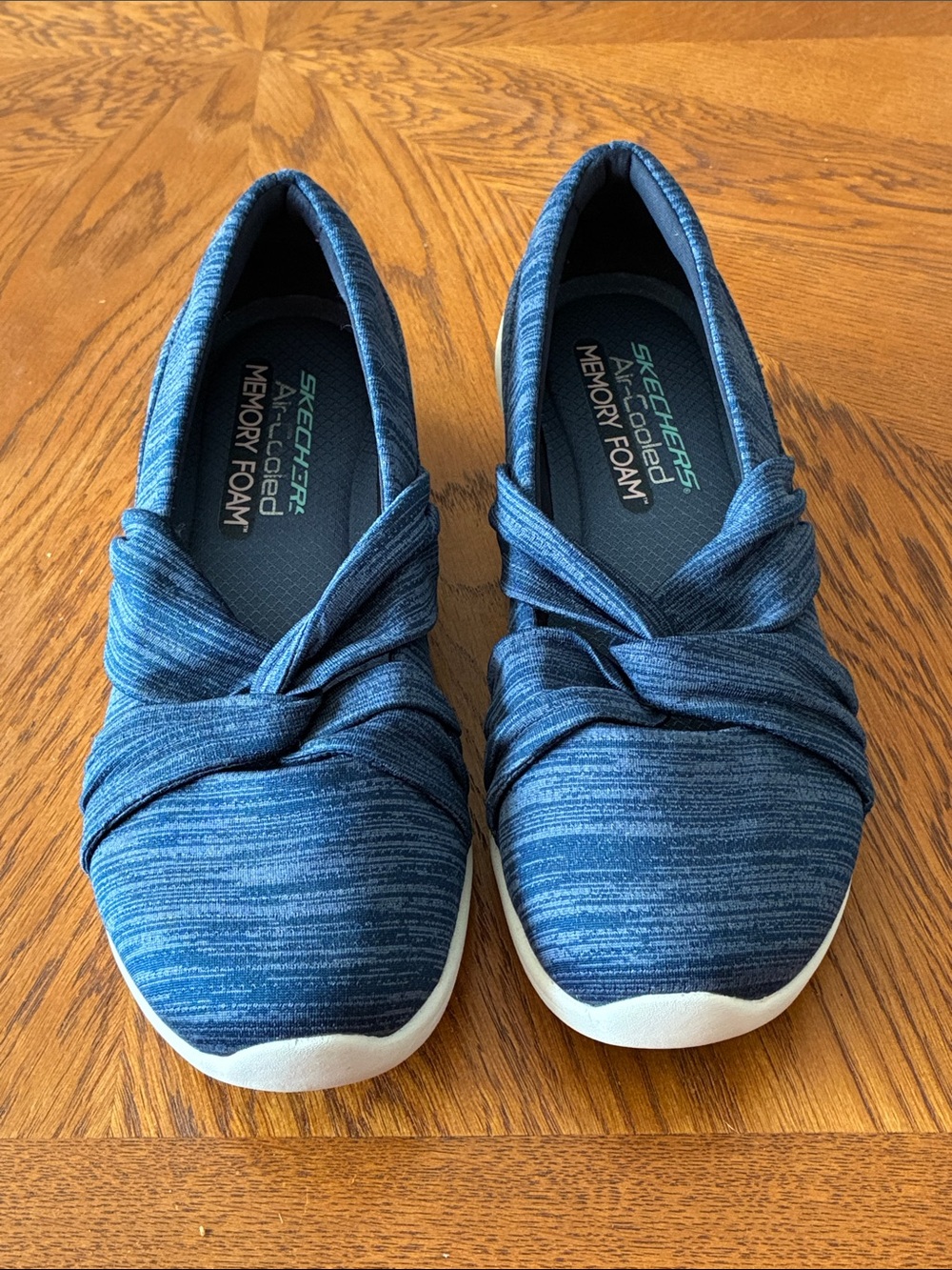 Skechers Blue Striped Twist-Detail Slip-Ons